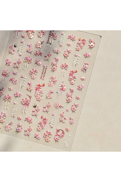 NAILFYOU ملصق أظافر خماسي الأبعاد لاصق على شكل زهرة الخوخ والكمثرى العتيقة TO...