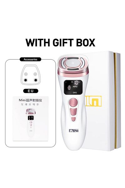 Choice with box eu New mini HIFU ultrasonic machine EMS micro current facial beauty instrument firming skin