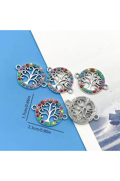 Choice 16655-Tree of Life 5/6pcs Zinc Alloy Colorful European and American Style Small Pendants Charms Conn