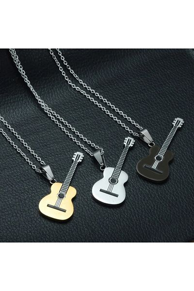 Choice Gold Simple Fashion Trend Guitar Pendant Necklace Men and Women Pendant Biker Punk Necklace Pendant