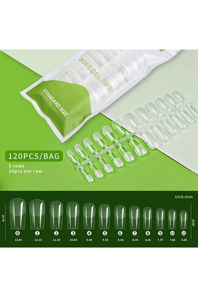 Choice 120pcs 08 120pcs/bag Ballet False Nail Fully Transparent Acrylic Nails Set Press on Nails Tips Mixed