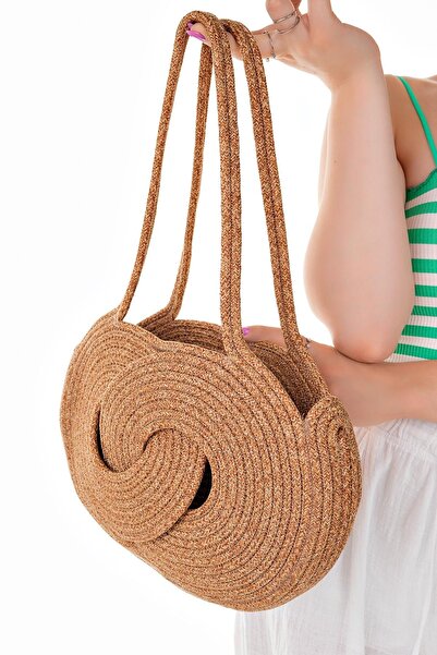 Aymood Γυναικεία ψάθινη τσάντα χειροποίητη πλεκτή τσάντα παραλίας από γιούτα