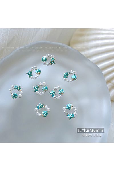 Choice 5pcs 5pcs Japanese Luxury Pearl Shell Nail Accessories 3D Colored Scallop Flower Wreath Pearl Nail C