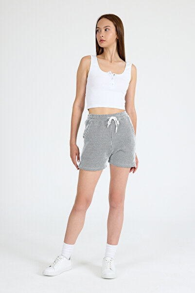 Rays Μαύρο ελαστικό ριγέ υφαντό σορτς 4094