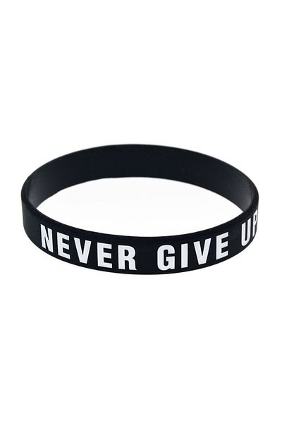 Choice YA0521-1 Fashion Motivational Silicone Wristband Never Give Up Colored Lettering Inspirational Brace