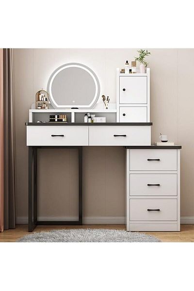 Türkiye Makeup Vanity Table with Drawers and Mirror, 100cm, DIY Home Bathroom Vanity with Storage
