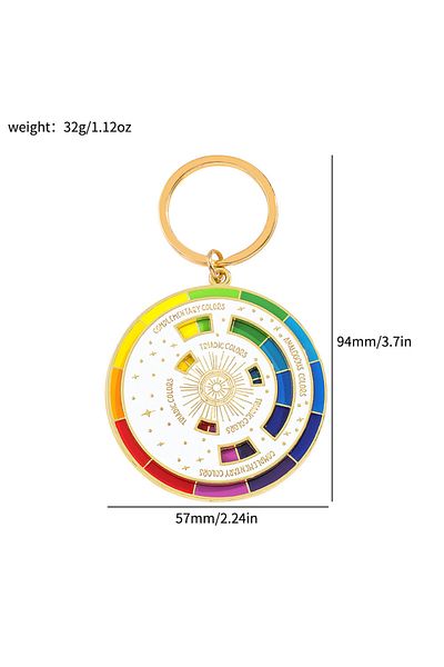 Choice WHITE 1PC Save Your Color Matching Challenge Rainbow Color Wheel Alloy Keychain Jewelry,the best cho
