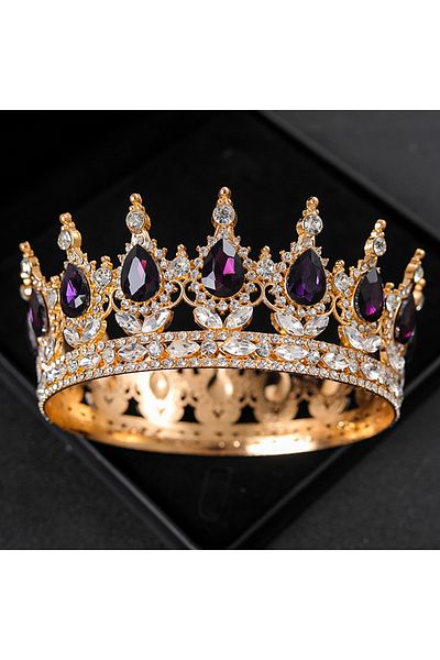 Choice Purple Baroque Crystal Tiaras And Crowns Rhinestone Prom Diadem Headband Crown Bridal Wedding Hair A