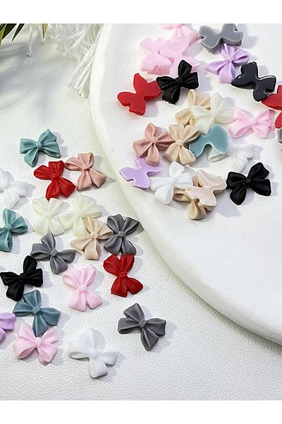 Choice Mix Colors-100pcs Hot Selling 100pcs Random Mix Colors Resin Bow 3D Nail Charms Decorations Bowknot