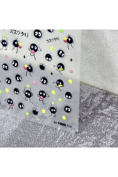 Choice 1pcs 1Pcs Chibi Character Susuwatari Eggette Cute Anime Cartoon Nail Stickers Kawii Nail Art Weeb Ca