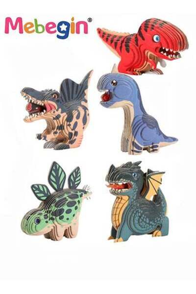 MEBEGIN مجموعة أحجيات ديناصورات ثلاثية الأبعاد صديقة للبيئة، أحجيات ورقية ثلا...