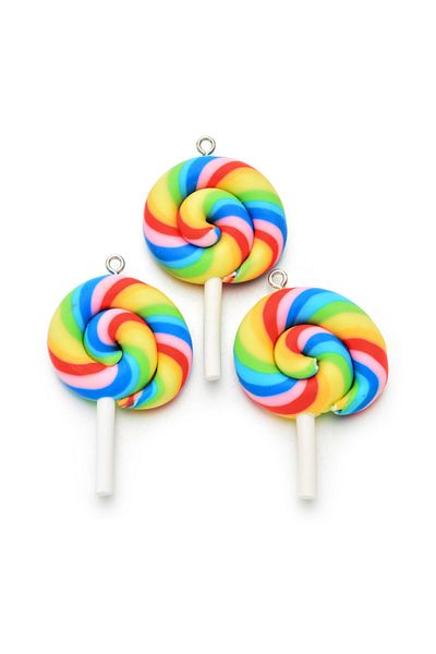 Choice Style 12 10pcs/pack Multi-color Soft Clay Simulation Lollipop Charms Pendant For Women Girls DIY Nec