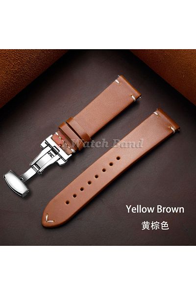 Choice 22mm B-Yellow Brown Stitching Oil Wax Cowhide Strap for Omega 18/19/20/21/22/24mm Bracelet for Seiko