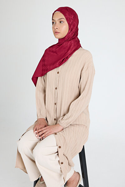 Rays Burgundy Houndstooth Patterned Jacquard Shawl 5686