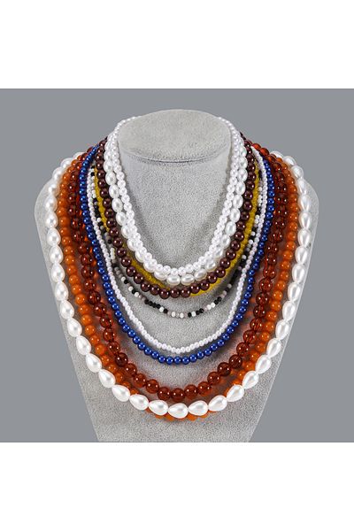 Choice style 1 Girlgo ZAA Multi-Layered Beaded Pearl Choker Necklace Flapper Beads Cluster Long Choker Neck