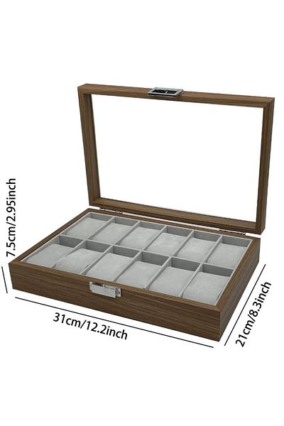 Choice 12 Positions WELLZONE New Style Large Capacity Walnut Wood Watch Box Home And Travel Watch Storage B