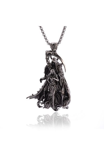 Choice AL19700-Silver Hell Death Scythe Necklace Pendant Gothic Mysterious Devil Necklace Men's Personality