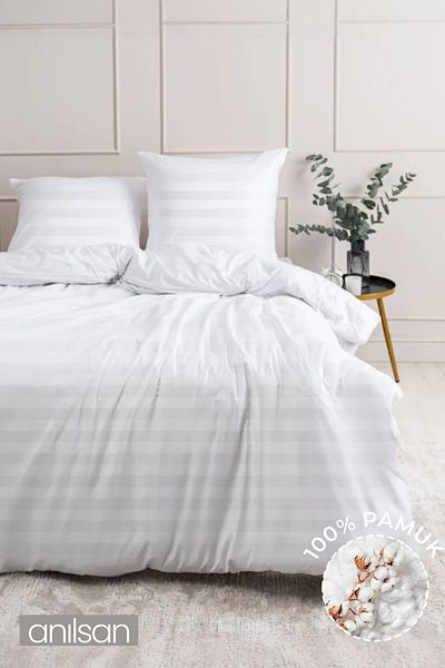 Anılsan Striped Double Buttoned Duvet Cover Quilt Cover 100% Cotton, 83Tel