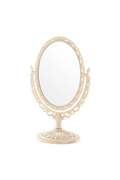 Choice Ellipse Beige Cosmetic Heart-Shaped Mirror Functional Durable Desk Type Vintage European Style Makeu
