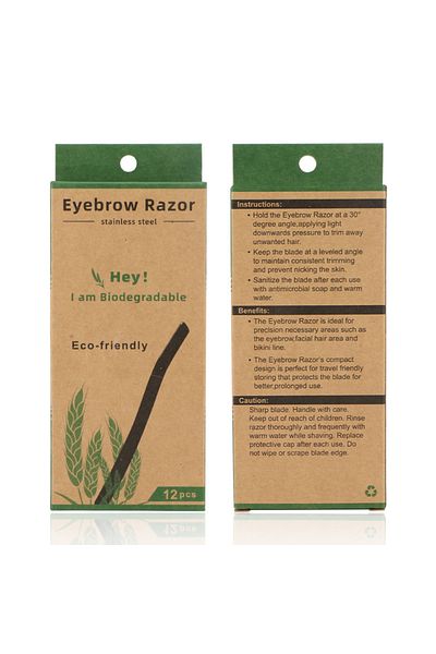Choice 12 Pcs/Box Wheat Straw Face Eyebrow Razor for Women,Facial Dermaplane Razor,Biodegradable Dermapl...