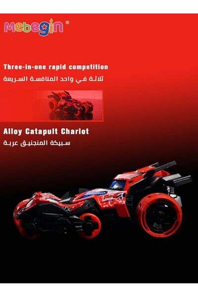 MEBEGIN 3-in-1 Transformer Electric Toy, Ejection Chariot Pull-back Alloy Car with Light and Music