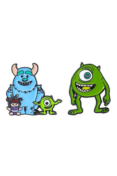 Potdemiel 2 Pcs 7 Pcs Monsters, Inc Brooch Funny Billy Crystal & John Goodman Enamel Pin Metal Badge Jewelry B