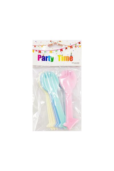 OEM Set of 12 colorful party spoons, reusable, made of plastic, size 10 cm, 2260-24