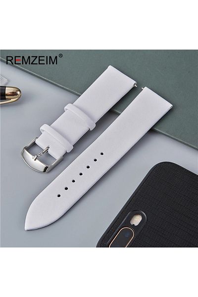Choice 18mm White Soft Ultra-thin Leather Watch Strap 16mm 18mm 20mm 22mm White Brown Black Leather Watchba