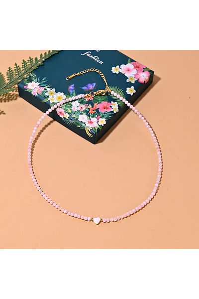 Choice Pink Pearl Beads Heart Choker Natural Shell Jewelry Gifts Colorful Beaded Necklace for Women Boho Su