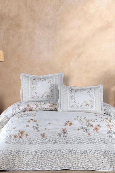 Çeyiz Diyarı Liora Printed Quilted Double Bedspread Green