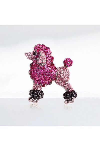 Choice style1 New Beautiful Sparkling Rhinestone Poodle Dog Brooches Women 2-color Animal Party Casual Broo