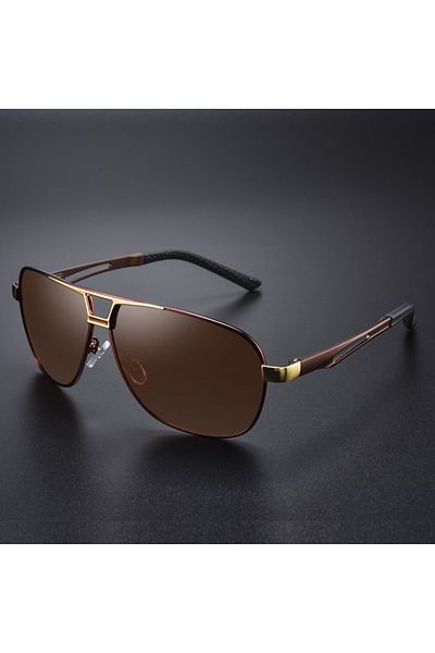 Choice Orignal Tea gold-brown Top Quality Square Retro Photochromic Aluminum Sunglasses Men Polarized Drivi