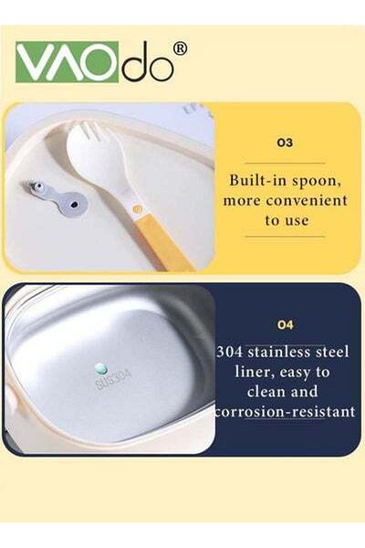 VAODO Stainless Steel Student Lunch Box Long-term Preservation Separation Leak-proof Lunch Box