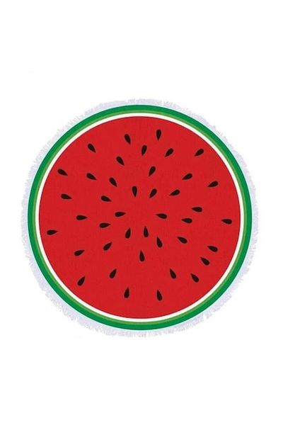 Welora Round Beach Towel, Watermelon Pattern, 150cm Diameter, Red,