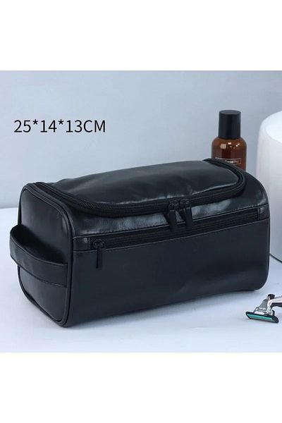 Choice PU-Black Leather Toiletry Bag for Men Women Dopp Kit Mens Hanging Toiletry Bag Travel Toiletry Bag f