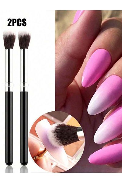 Choice TB68 2Pcs Ombre Nail Art Brush Set Eye Shadow Foundation Blush Makeup Brushes Round Handle Artificia