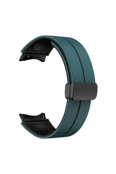 Choice Dark Green Black Magnetic Buckle Two-Tone Silicone Strap for Samsung Galaxy Watch 6 5 Pro 4 Classic