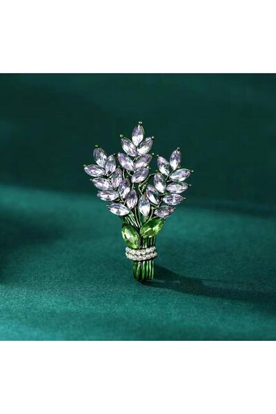 Choice 3 دبابيس أوراق ملونة رومانسية لطيفة للنساء دبوس بروش نبات كريستالي أرج...