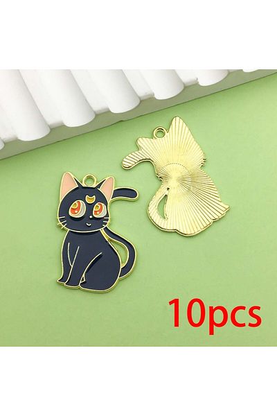 Choice style 4 10pcs Black And White Enamel Cartoon Cute Cat Charms, Alloy Metal Animal Pendants, For DIY J