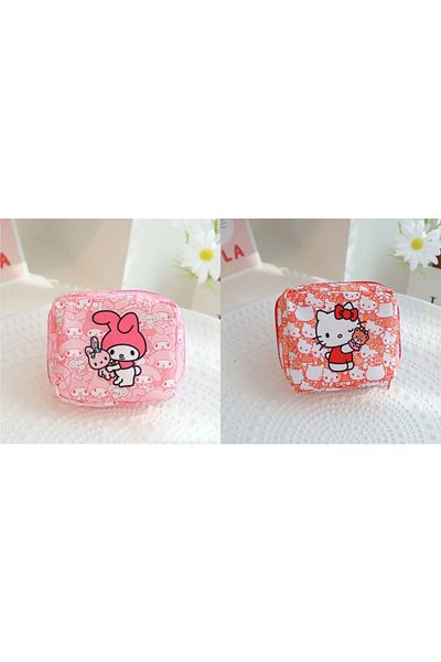 Miniso 2pcs Melody Kitty Kawaii Cartoon Kuromi My Melody Hello Kitty Menstrual Bag Cute Girly Purse Portabl