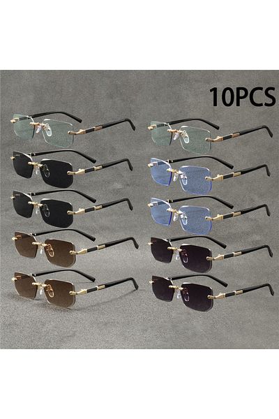 Choice 10PCS 10PCS Rimless Sunglasses Rectangle Fashion Popular Women Men Shades Small Square Sun Glasses