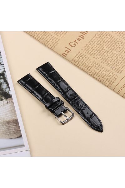 Choice 18mm Black 18mm 20mm 22mm 24mm Genuine Leather Watchband Crocodile Pattern Straps Mens Replacement U