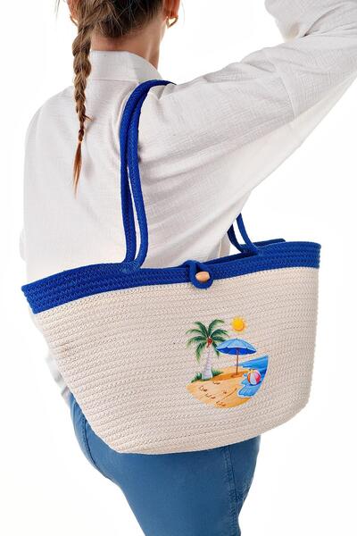 Aymood Γυναικεία ψάθινη τσάντα χειροποίητη πλεκτή τσάντα παραλίας από γιούτα