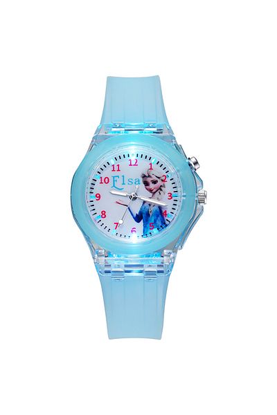 Choice blue Alis Disney children Watches for Girls Silicone Strap Princess Elsa Frozen 2 Sophia Flash Light