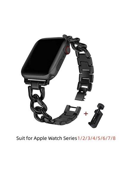 Choice 38mm 40mm 41mm black Metallic Chain Watch Strap for Apple Watch Band 4...