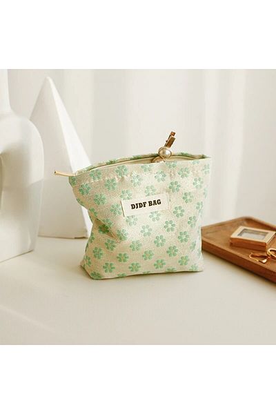 Choice Green flowers Women's Makeup Bag Small Vintage Purple Flower Large Capacity Cosmetic Lipstick Storag