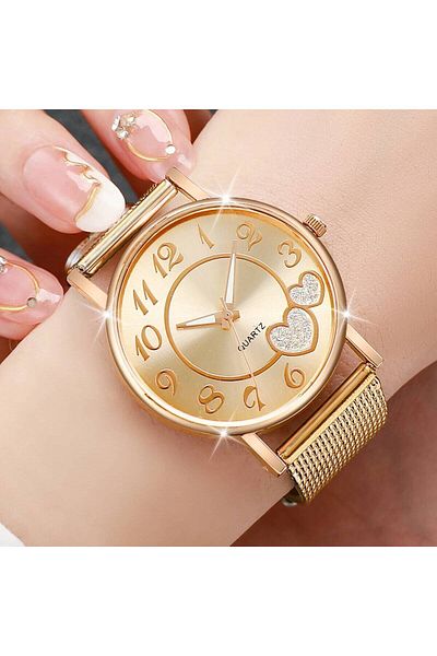 Choice 1PC Gold No Box 1/3PCS Fashion Heart Dial Women Watches Casual Plastic Strap Quartz Wristwatch Reloj
