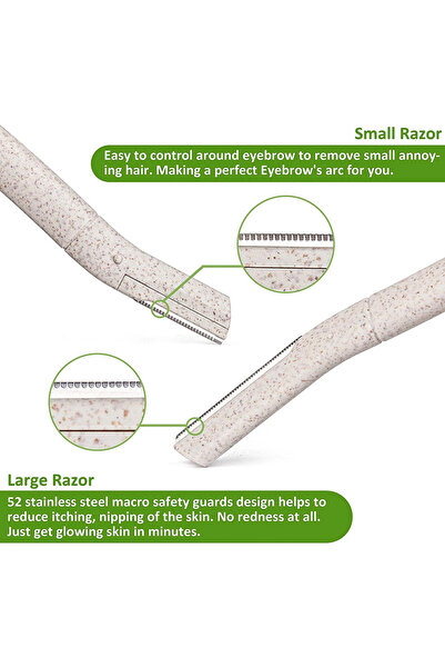 Choice 12 Pcs/Box Wheat Straw Face Eyebrow Razor for Women,Facial Dermaplane Razor,Biodegradable Dermapl...