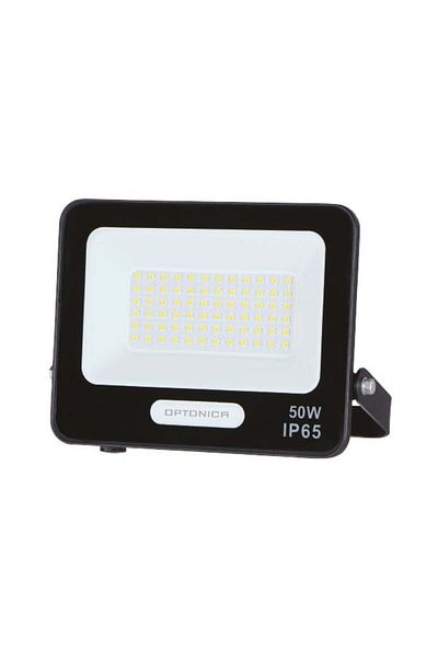 OPTONICA LED floodlight 50W, 4500lm, IP65, 6000K cool white, black, Optonic