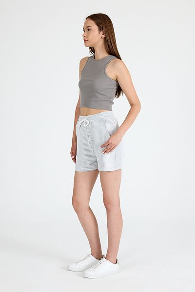 Rays Pantaloni scurți gri cu talie elastică cu dungi 4094